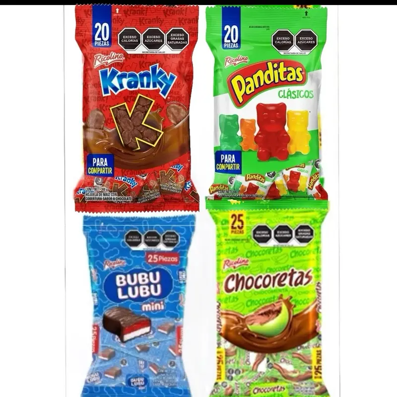 Ricolino Minis 4pack Bubulubu, Chocoretas, Panditas & Kranky— (20&25pz/bag)