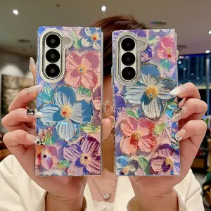 A large oil painting with a fresh and delicate pattern phone cas for Fold 7/6/5/4/3 folding phone case-kkzd10