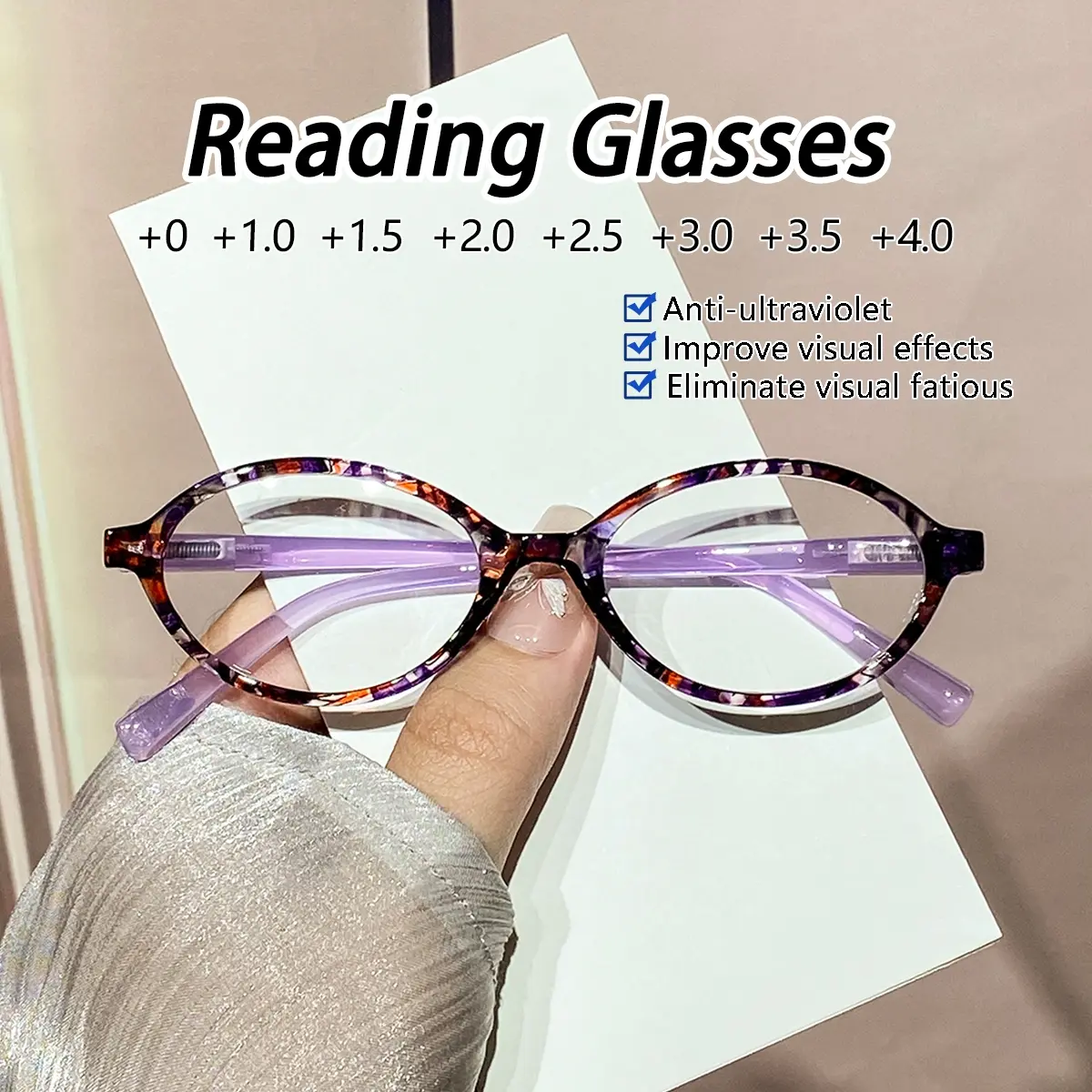 Women's Vintage Oval Plastic Reading Glasses, Small Frame, Colorful Frames, Durable PC Lenses, Daily Commute & Home Essential, Reading Eyeglasses, Reading Eyewear