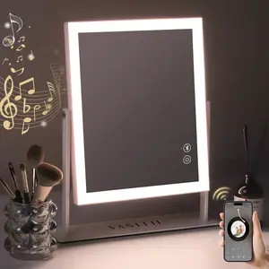 VANITII 12''x14'' Vanity Makeup Mirror with Lights Bluetooth Metal Tabletop White