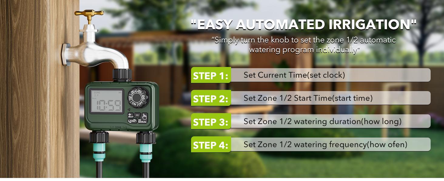 BN-LINK Sprinkler Timer Outdoor - 2 Zone Programmable Water Timer with Rain Delay, Automatic Irrigation System for Lawns & Garden Hoses - Waterproof Manual Controller with Large LCD Display BN-LINK Sprinkler Timer Outdoor - 2 Zone Programmable Water Timer with Rain Delay, Automatic Irrigation System for Lawns & Garden Hoses - Waterproof Manual Controller with Large LCD Display