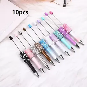 10-Pack DIY Leopard Print Plush Beaded Pens, Rollerball Pen Set, Ink, Creative Holiday Stationery, School Supplies, Fashion Writing Office Essentials, Gift