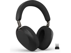 Jabra Evolve3 85 Over-Ear Wireless Bluetooth Headset with Microphone for Work, USB-A, AI Voice Call Technology, Adaptive Active Noise Cancellation, 25-Hour Battery, Works with Meeting Apps, Black