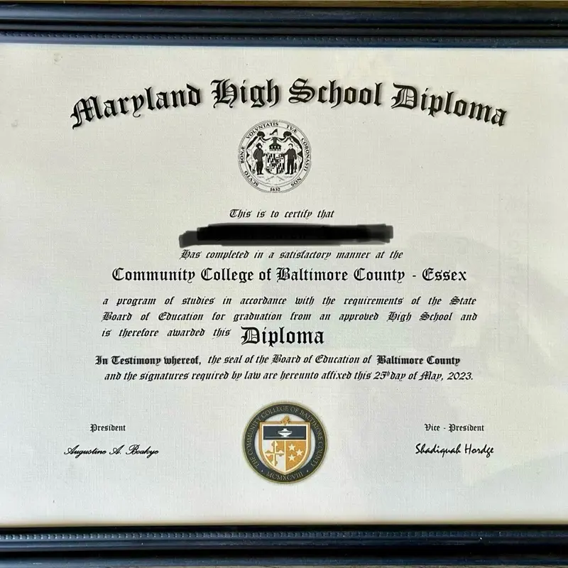 Maryland High School Diploma from Maryland and any state replica diploma, comes with frame also: Authentic Looking