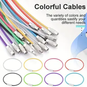10pcs/pack Stainless Steel Cable Wire Key Chain Key Rings Travel Aircraft Luggage Tag Loops Hanging Outdoor Keychain Kayak Boat Hiking Camping Kits For Keychains Key Chain Rings