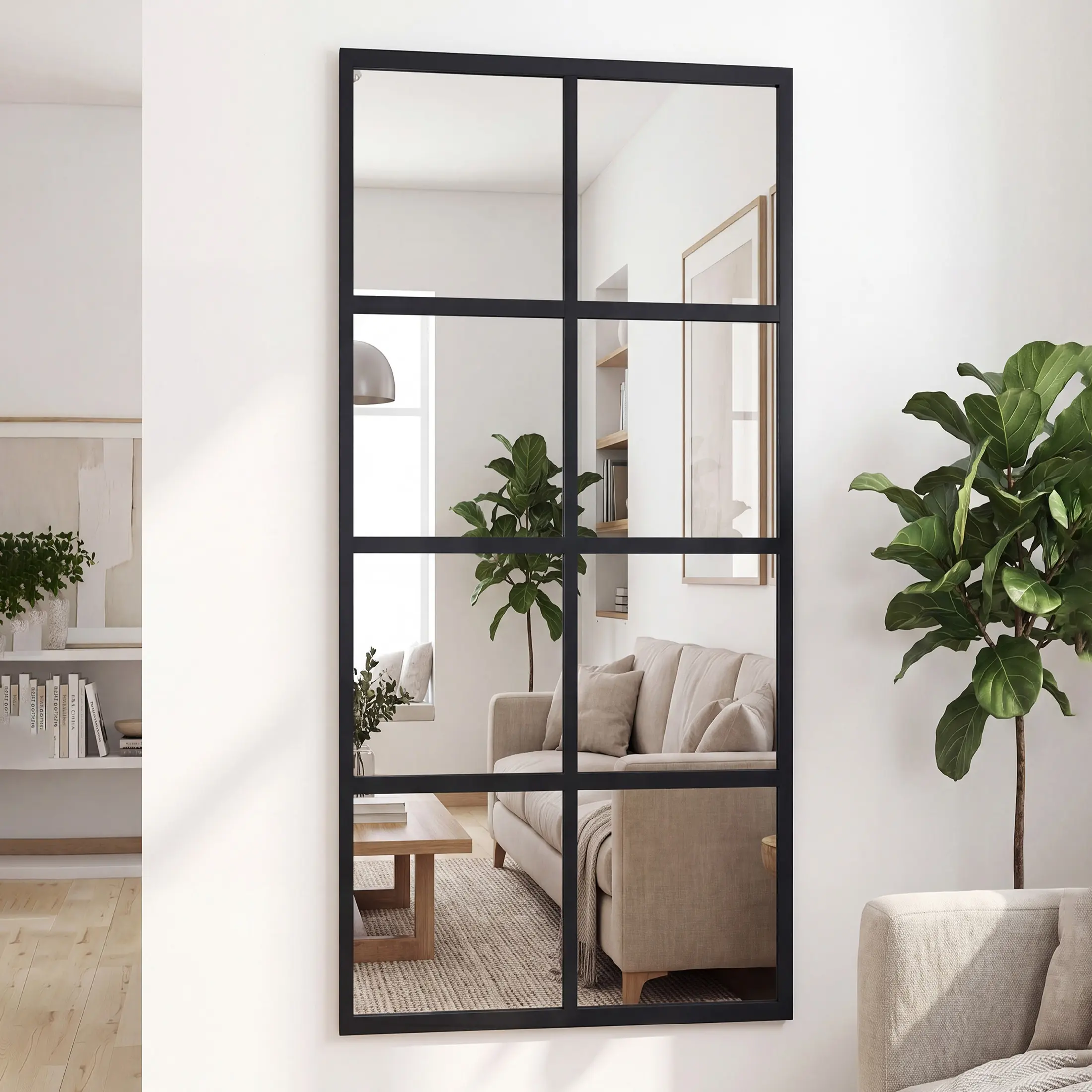 Wall Mirror, Window Decorative Mirrors, Metal Framed Wall Decor Wall-Mounted Mirrors for Bedroom, Living Room, Entryway