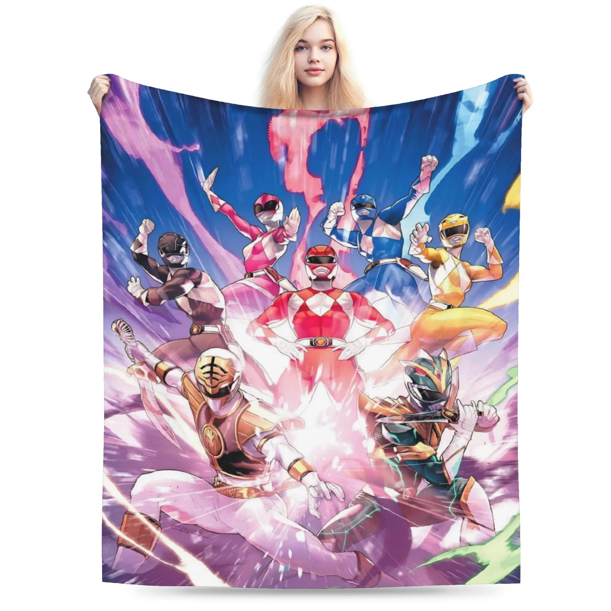 Mighty Morphin Power Rangers Blanket Plush Flannel Sofa Throw With Bold Ranger Colors Ideal Warm Throw For Home Decor Lightweight Travel Blanket Comfortable Bed Blanket For Superhero Enthusiasts,soft,cute,grad,breathable