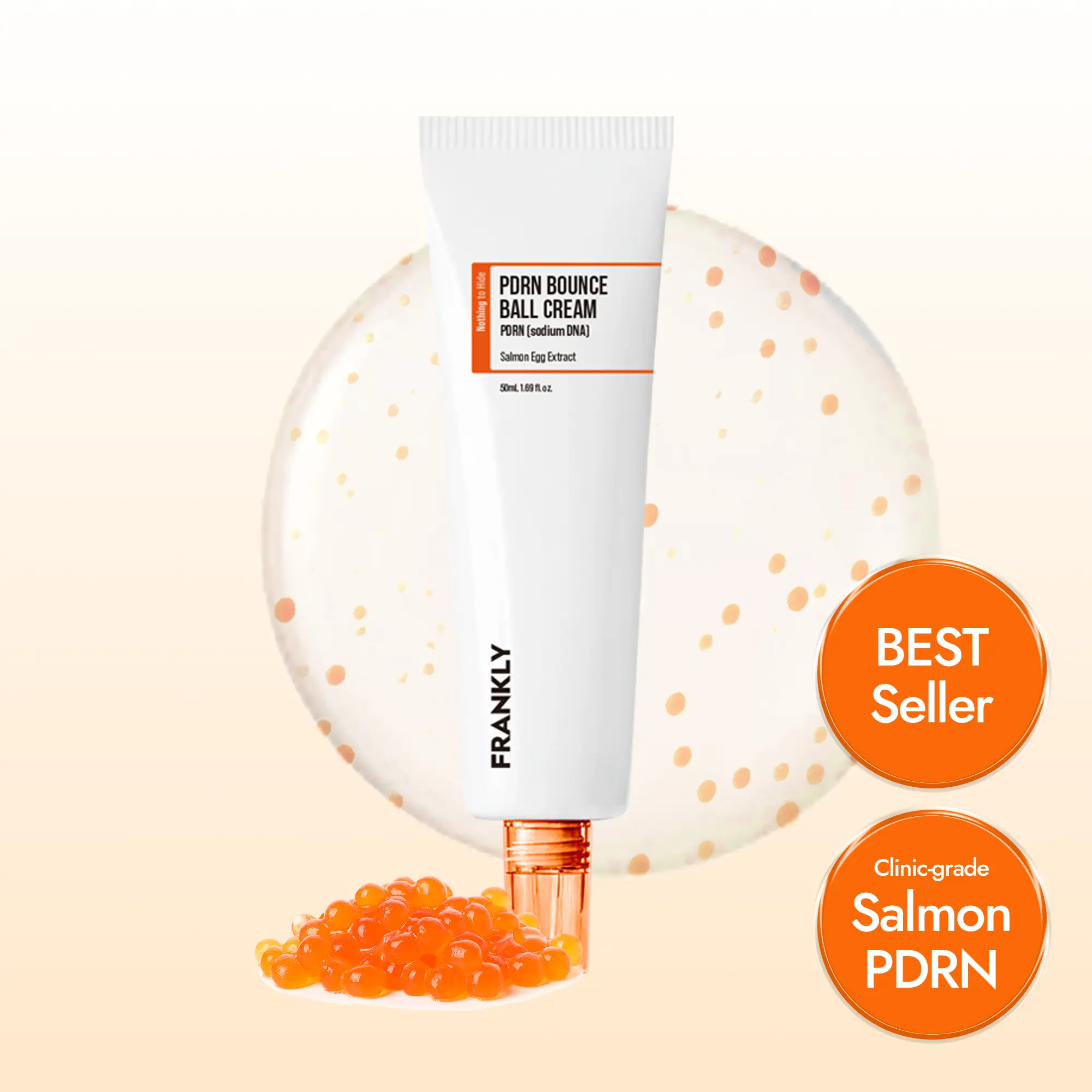 [FRANKLY] Salmon PDRN Bounce Ball Cream – 99% Pure Salmon DNA Moisturizer for Skin Repair & Glow | Post Microneedling Recovery & Barrier Repair | Lightweight Gel Cream | Korean Skincare | 1.69 fl oz