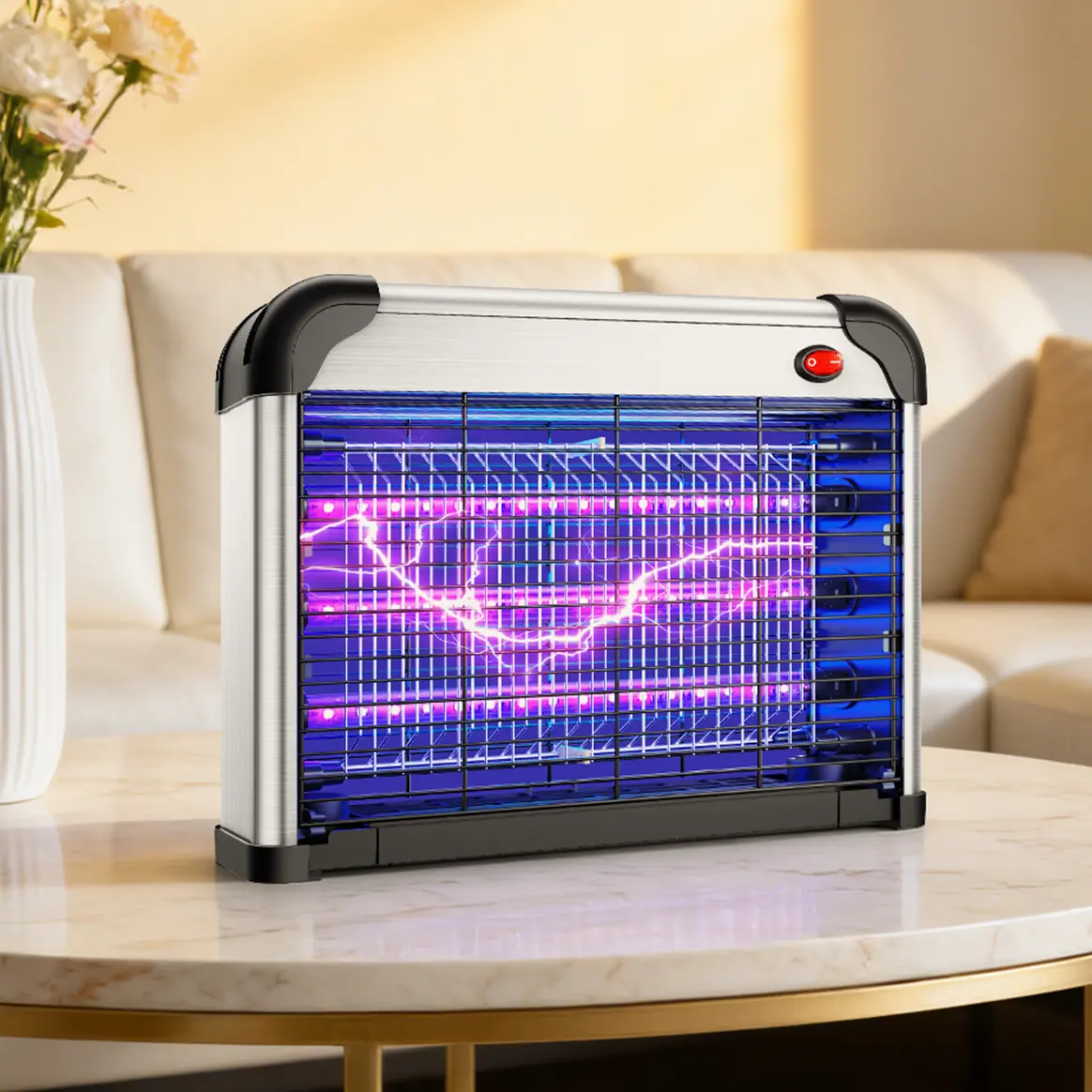 Buzbug 3800V Instant Kill Plug-in Bug Zapper, 3 UV LED Bulbs (Up to 50,000 Hrs) and Dual-Wavelength LED for 30% More Attraction, Safe Protective Mesh & Detachable Tray for Easy Clean, Hanging Chain for Indoor Home & Commercial Use, Summerwins, Electronic