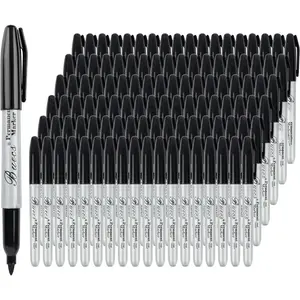 Permanent Markers, 200 Count Black Permanent Markers, Fine Point,  & Smear Proof Markers, Quick Drying, Office Supplies for School, Office, Home