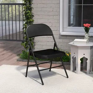Comfortable Leather Padded Folding Chairs, Durable Metal Foldable Chairs, Ideal for Home, Parties, Easy to Use and Store