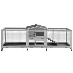 Aivituvin Large Indoor Rabbit Hutch AIR65, Rabbit and Quail Cage on Wheels, 14.57 ft²