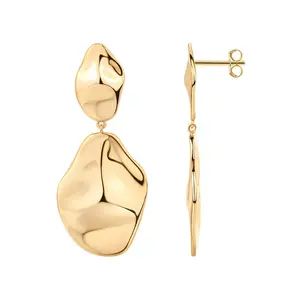 PAVOI 14K Gold Plated Women's Hammered Teardrop Statement Dangle Earrings