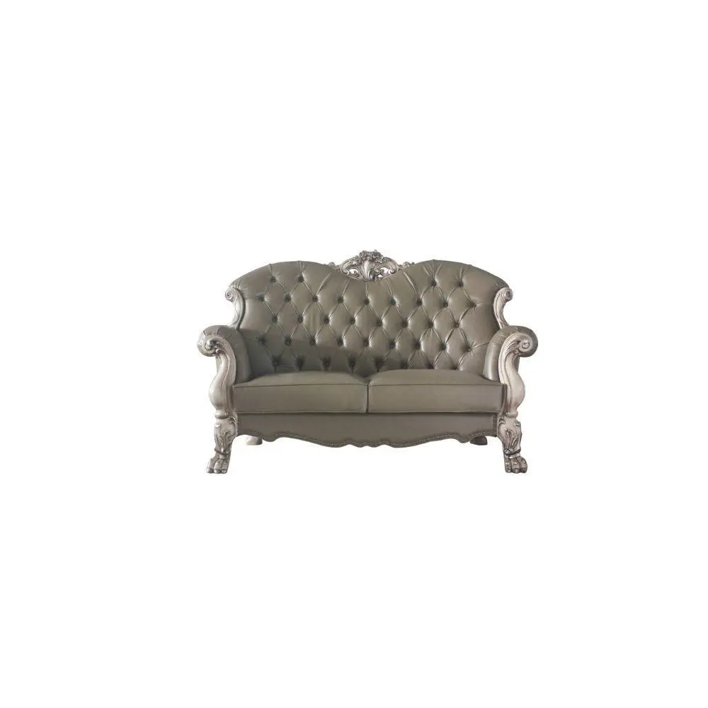 ACME Dresden Loveseat w/3 Pillows, Vintage Bone White & PU