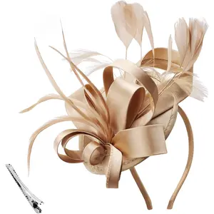 Women Fascinator Hats Tea Hat Vintage Pillbox Hat Headband for Cocktail