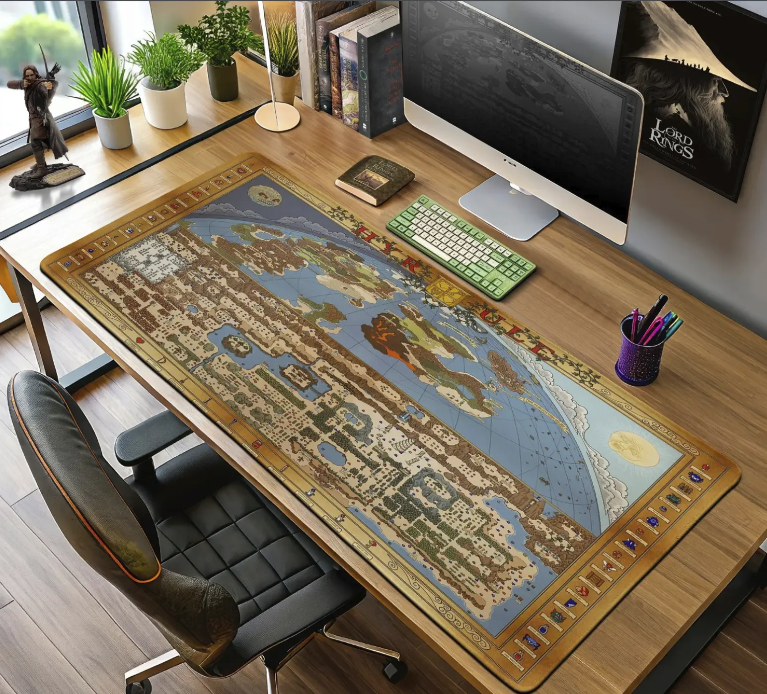 Legend of Zelda Hyrule Map Mouse Pad, Vintage Gamer Desk Mat