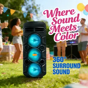 Portable Wireless Bluetooth-compatible Speaker Karaoke Speaker System with Microphone Karaoke Player, Dual 3 Inch Subwoofers, 2400mah, TF Card & USB Support, Ideal Gift