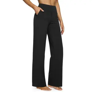 Loose-WaistBusinessCasualPantsYogaPantsWomenWideLegPantswithPocketsComfortableAthleticSweatpantsOutdoorfun
