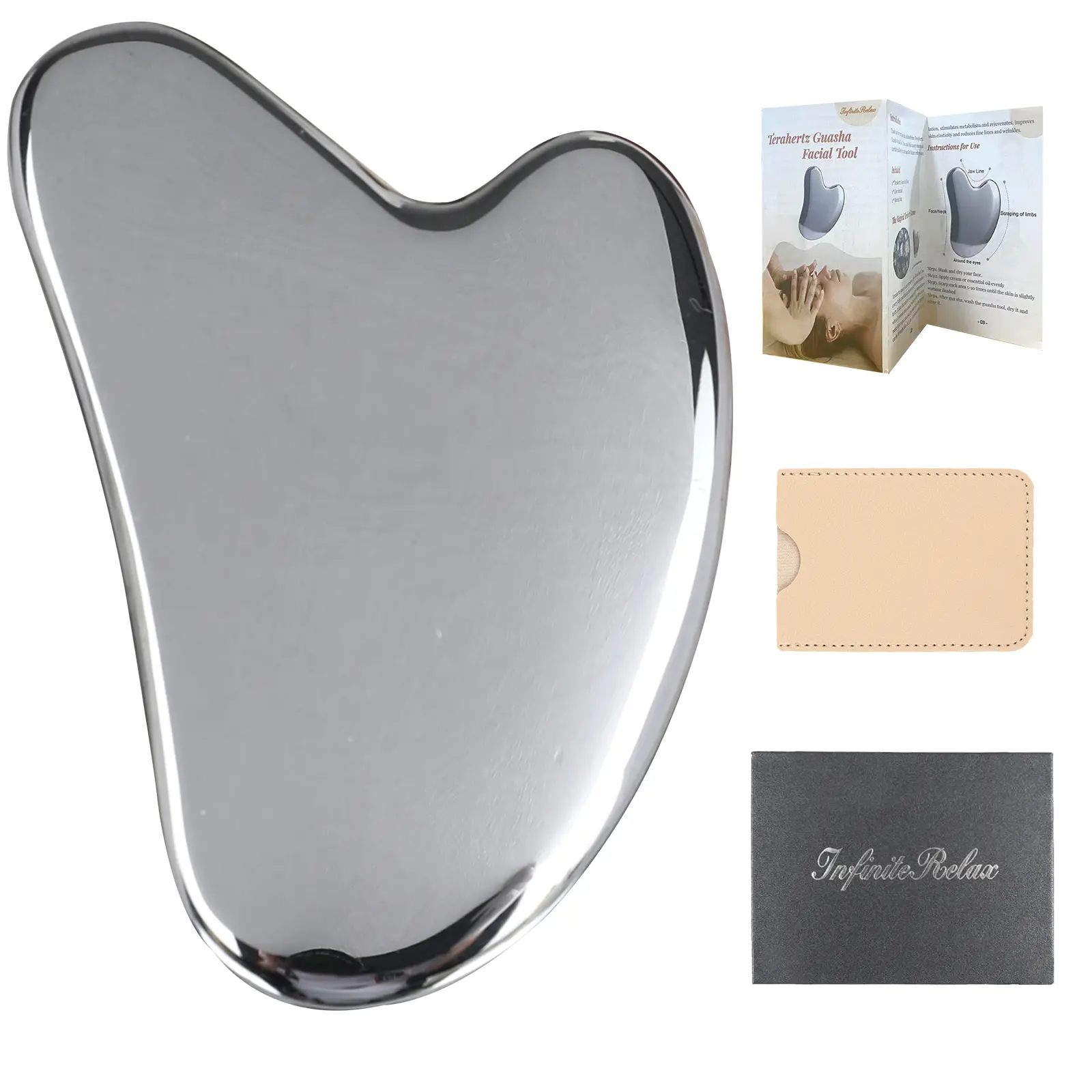 InfiniteRelax Terahertz Stone Gua Sha Facial Beauty Massager - Manual Adult Massage Tool (Single Item) with Cold/Heat Quick Function, Reduces Puffiness, Anti Wrinkle, Skincare Comfort, Wash Before Use