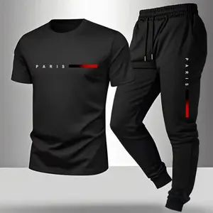 2026 Men's Streetwear Tracksuit - Oversized Letter Print T-Shirt & Jogger Pants Set