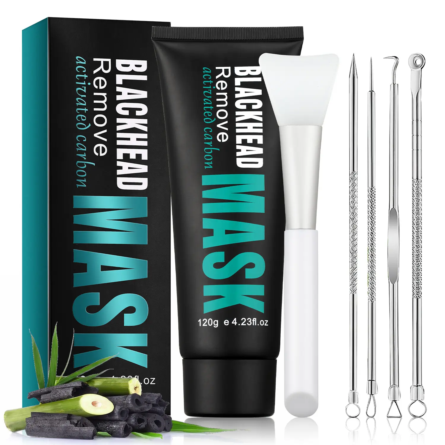 Blackhead Remover Mask Activated Charcoal Peel Off Face Mask Deep Pore Cleaner Nose Blackhead Remover Release Black Head for Face with Skincare Tools