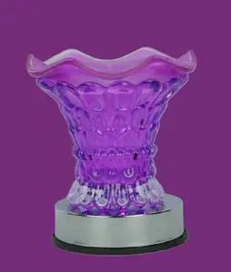 Elegant Purple Glass Fragrance Oil Burner Night Light with 3-Touch Dimmer Control