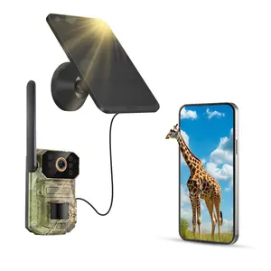 4G LTE Cellular Trail Camera with Solar Panel, 1080p Hunting & Outdoor Security, Two-Way Talk, Night Vision, Long-Range Motion Detection, IP65, Built-in SIM & Unlimited Plan, No WiFi Needed