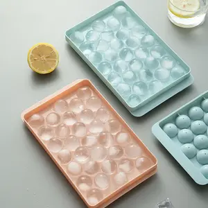 Ice Ball Mold Tray with Lid – Round Ice Cube Maker for Drinks, Cocktails & Juice, Easy Release Sphere Ice Tray, Blue (1PC)