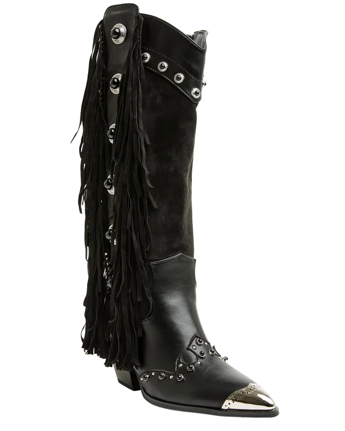 Azalea Wang Women's Women'S Pelagius Tall Fringe Western Boot Round Toe - Pelagius-Black