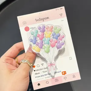 Coquette Bow Balloons Phone Grip, Aesthetic Watercolor Pink Mouse Balloon Magsafe Holder, Trendy Magic Kingdom Family Trip Accessory, Soft Girl eReader Kickstand, Theme Park Vacation Gift