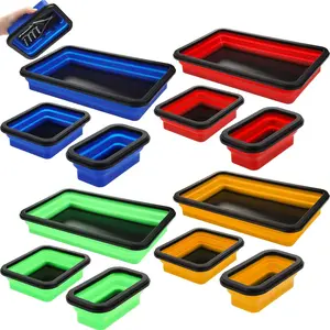 12 count Collapsible   Tray Set Foldable Tool Storage Organizer  Tray 3 Different Size Collapsible Bowl for Screw, , Nuts, Washers, Pins, Tool  for Men(Multicolor)