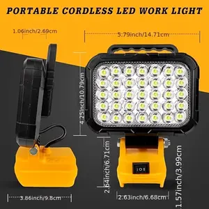 Cordless Work Light - LED Rechargeable Flashlights, Handheld Torch with USB Ports, Semi-Recessed Installable Ultra-Bright Large Floodlight for Outdoor Emergency, Automobile Maintenance