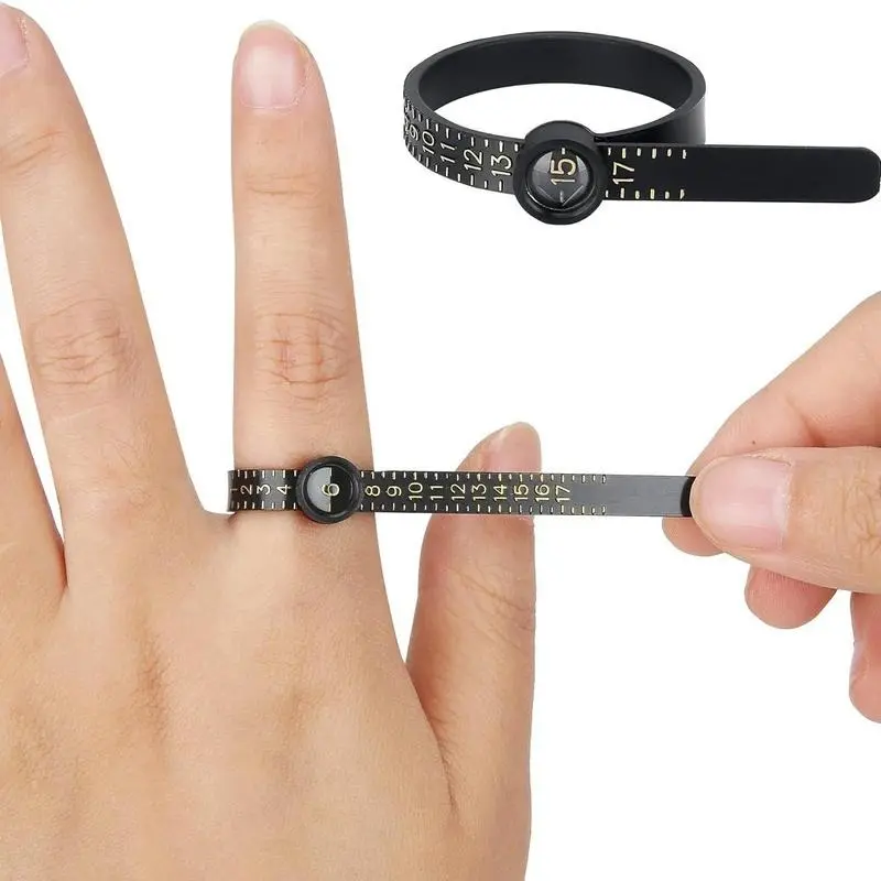 Ring Size Measuring Tool, Reusable Finger Size Gauge, Jewelry Sizing Tool, Measuring Tool with Magnified Glass, Hand Measuring Tool