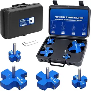 4 count PVC Pipe Reamer Kit, PVC Fitting Saver for SCH40, 4- Pipe Reamer Plumbing Tools, Fits Standard 1/2" Drill, Includes 1-1/2", 3", 2 ", 4"