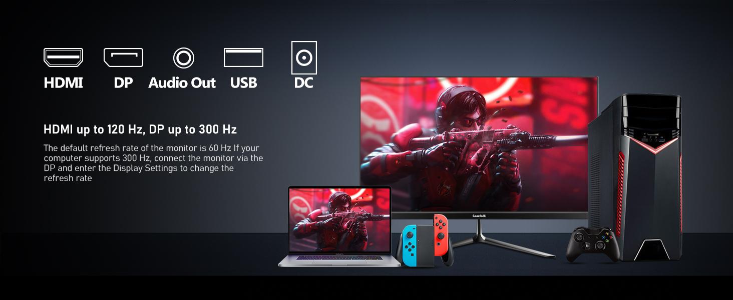 24.5 Inch PC 300/200Hz Gaming Monitor, FHD 1080p Screen,Adaptive Sync,1ms Without Bezel, 98% sRGB, 178 ° Angle View, HDMI、DisplayPort, Compatible with Wall mounting 75 * 75MM - Black,back to school,back to school haul 24.5 Inch PC 300/200Hz Gaming Monitor, FHD 1080p Screen,Adaptive Sync,1ms Without Bezel, 98% sRGB, 178 ° Angle View, HDMI、DisplayPort, Compatible with Wall mounting 75 * 75MM - Black,back to school,back to school haul
