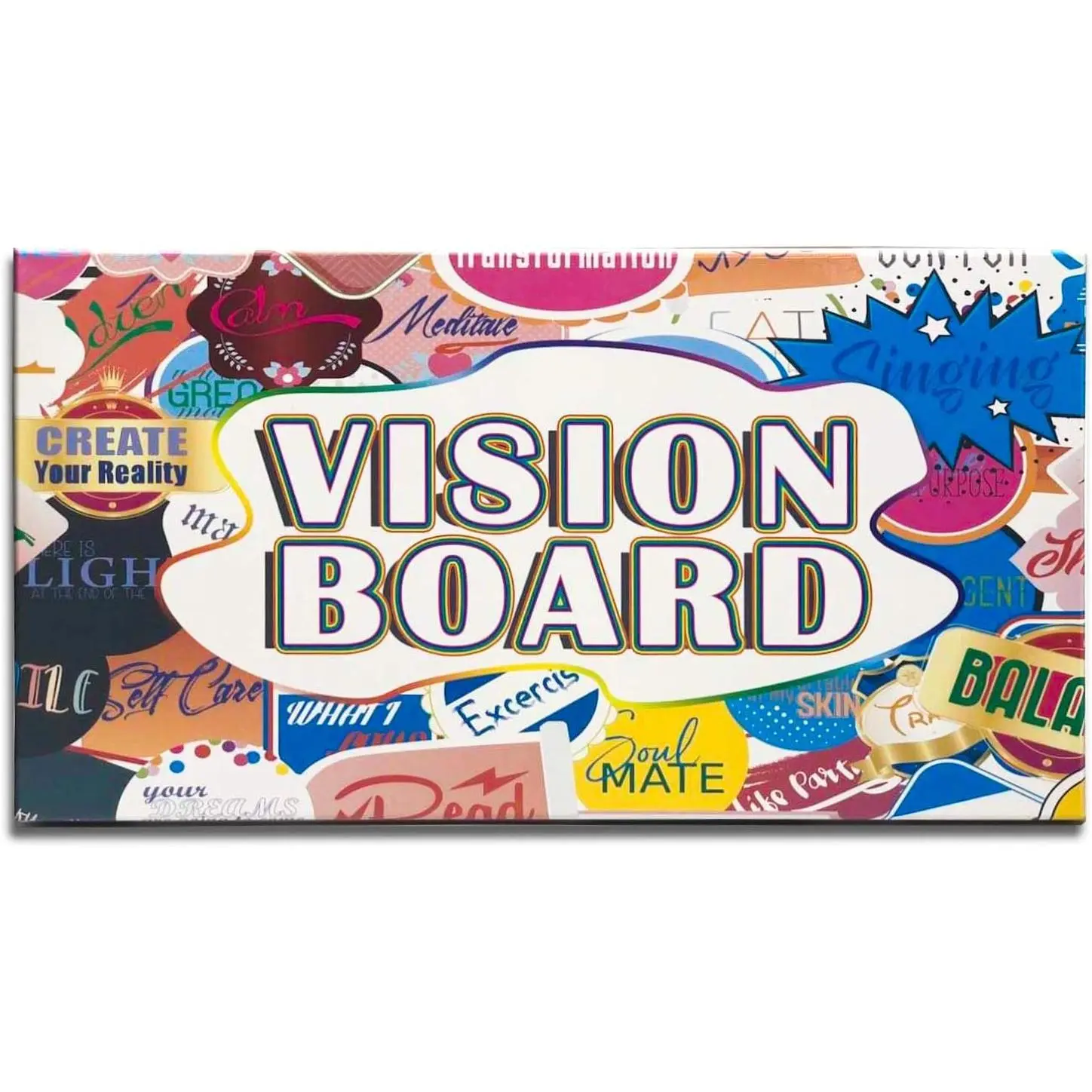 3 in 1 Vision Board: Decorative, Foldable, Dry Erase Vision Board Kit with 200+ Motivational Stickers. 27” X 17” Board to Manifest Your Goals Using Law of Attraction (Zion)