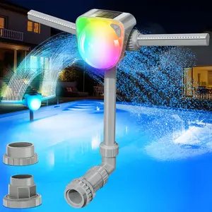 2026 Upgrade Solar Fountain Light Show,Adjustable Dual  Sprinkle Pool Fountains for Inground Pool Waterfall,Swimming Pool Water Fountains,Pool Sprayer Fountain for Pool Cooling-Grey