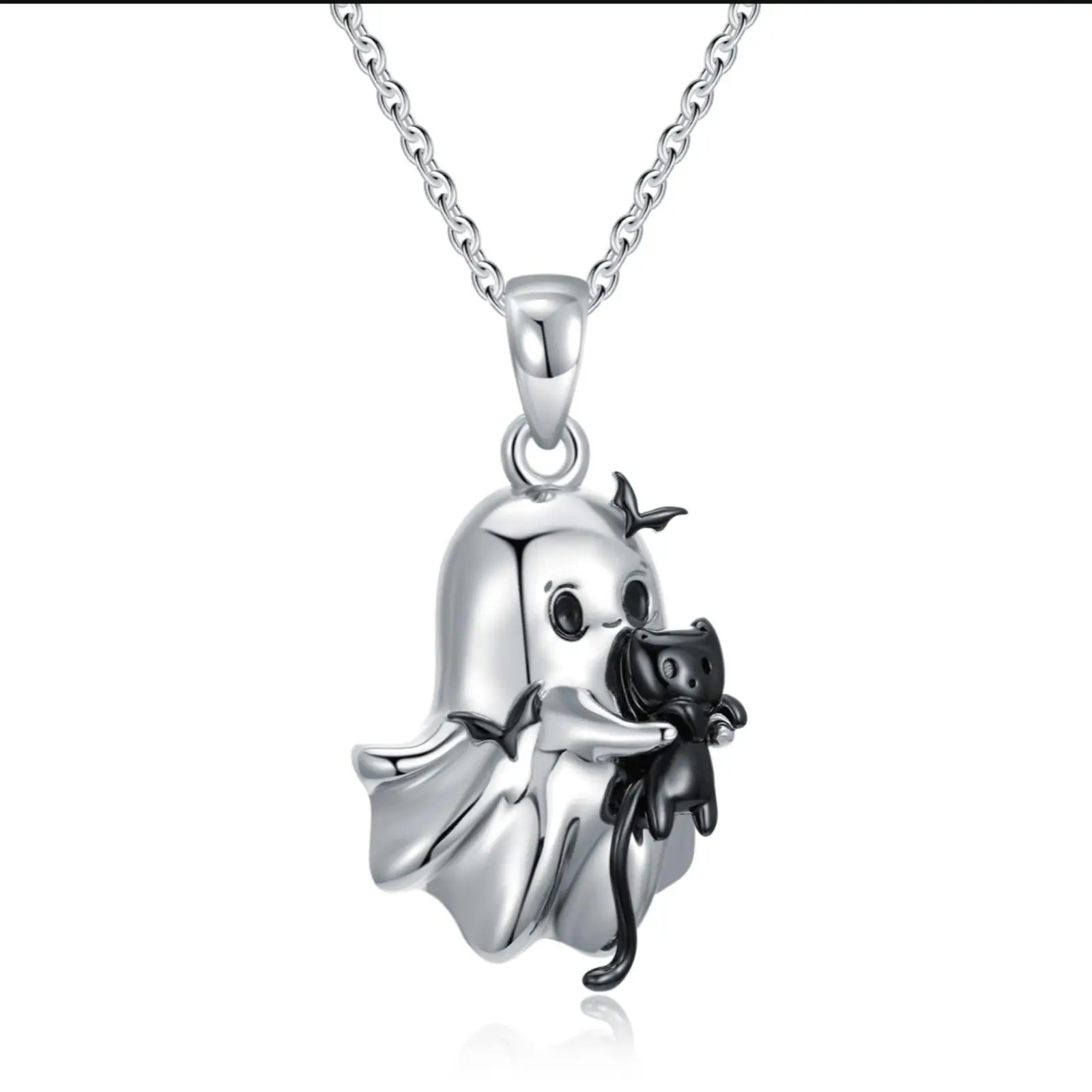 [Halloween Selection] Halloween ghost black cat bat pendant necklace cute simple personality fashion unisex creative jewelry gift