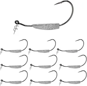 Weighted Swimbait Hooks for Bass Fishing - Weedless Fishing Hooks with Twist Lock for Freshwater and Saltwater (10-Pack)