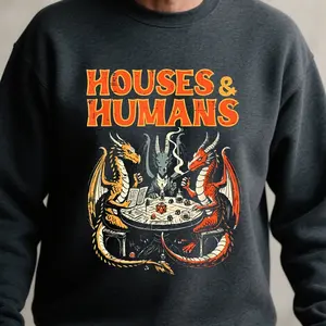 Gaming Houses Humans Funny Rpg Parody Gamer Men  T-Shirt, unisex sweatshirt
