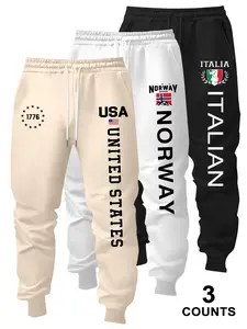Men's Letter Print Casual Jogger Pants with Perfect Drawstring Design, Soft Comfortable Running Pants for Spring & Fall, Essential for Active Lifestyle