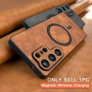 Phone Case - Protective Premium Synthetic PU Leather Magnetic Wireless Charging Case Designed for Samsung Galaxy S26, S25, S24, S23 Ultra Plus, S25Ultra, And S26Ultra, Offering Business Camera Protection with a Soft Bumper And Shockproof Design Cover