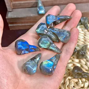 Strong Flash Labradorite Bird Head Eagle Beak Carving High Quality Natural Healing Crystal Gorgeous Stone Gemstone Jewelry Energy Love Girlfriend Boyfriend Souvenir Valentine Anniversary New Year Christmas Halloween Birthday Gift