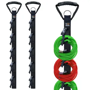 2 PCS Extension Cord Organizer, 5-Slot Cord Hanger Holder, Heavy Duty Storage Straps for Cable, Hose, Rope & Tool Garage Garden Organization