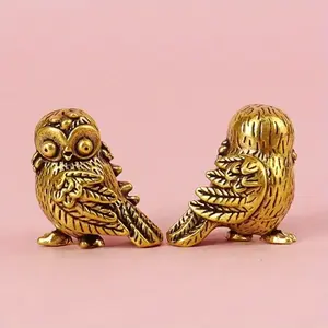 Cute Owl Brass Craft Figurine, Home Decor Animal Statue, Collectible Ornament Gift, Fun and Unique Decoration for Living Room
