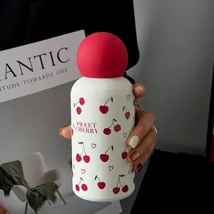 Cherry Pattern Vacuum Flask, 350ML Double Layer 316L Stainless Steel Insulated Cup, Insulated Tumbler, Coffee Cup, Water Bottle, Birthday Gift, Holiday Gift, Drinkware