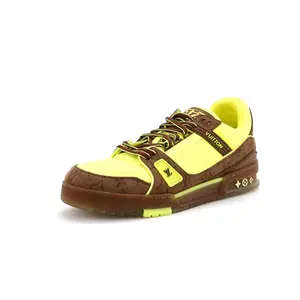 Pre-owned Louis Vuitton Men's LV Trainer Sneakers Monogram Empreinte Leather and Monogram Denim by Rebag