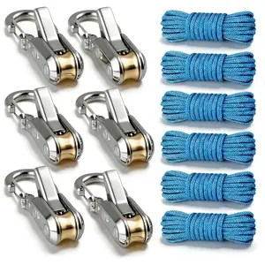 6 Pack Rope with Roller Tensioner for Easy and Secure Tying,2026 New Heavy Duty Retractable Buckle Rope with Accessory Cord for Camping Boating Home Storage Outdoor Use