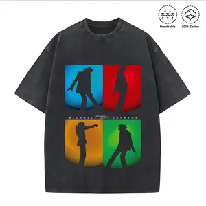 100 Percent Cotton Oversized T-Shirt Michael Jackson Silhouette Design Summer Wear Fashionable Street Retro Style # Michael Jackson # Jaafar Jackson # biopic # music legend
