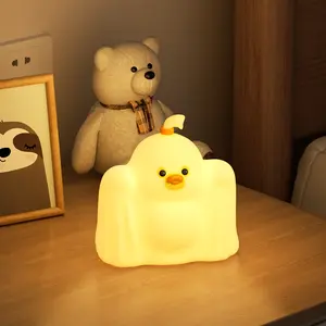 Ghost Duck LED Night Light - 3-Level Dimmable Rechargeable Touch Silicone Squishy Lamp, Halloween Outdoor & Kids' Bedroom Decor, Dorm Gift Toy